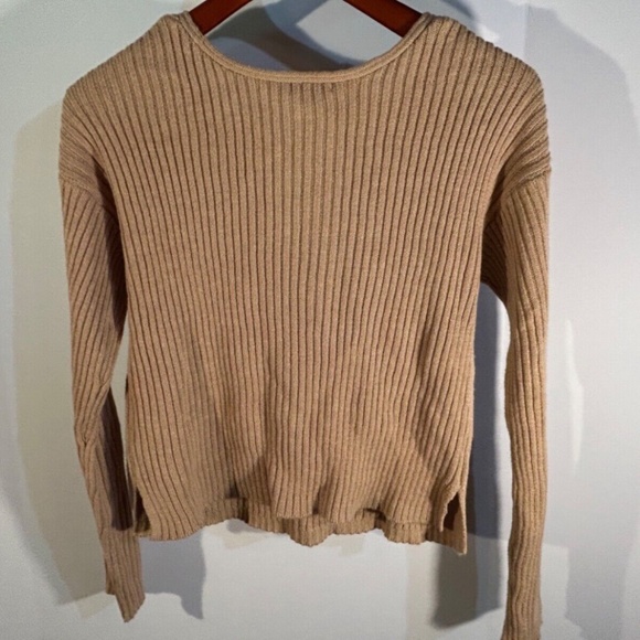 Wild Fable Long Sleeved Ribbed Crop Sweater Brown Size XL - NWT - Picture 4 of 9